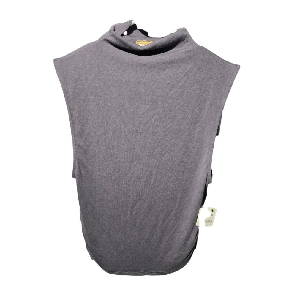 New Free People Free -Est Mock Neck Shirt Tank Ruched Sides Purple L